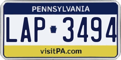 PA license plate LAP3494
