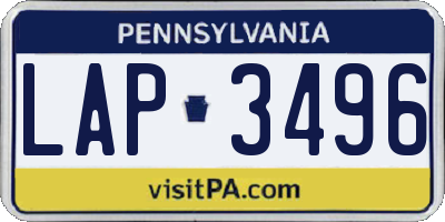 PA license plate LAP3496