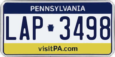 PA license plate LAP3498