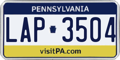 PA license plate LAP3504