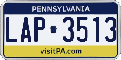PA license plate LAP3513