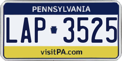 PA license plate LAP3525