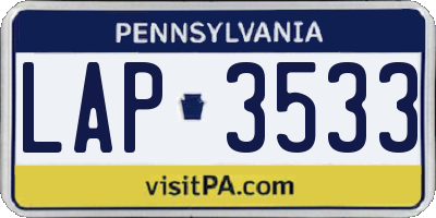 PA license plate LAP3533