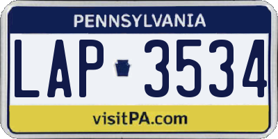 PA license plate LAP3534