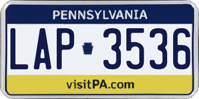 PA license plate LAP3536