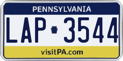 PA license plate LAP3544