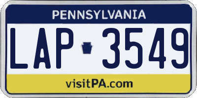 PA license plate LAP3549