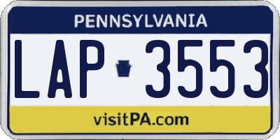 PA license plate LAP3553