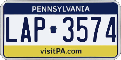 PA license plate LAP3574