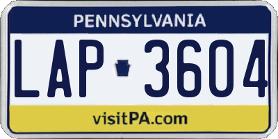 PA license plate LAP3604