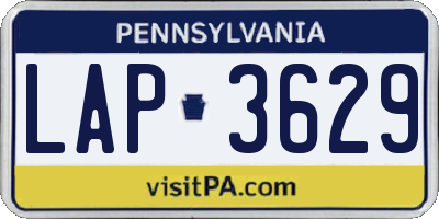 PA license plate LAP3629
