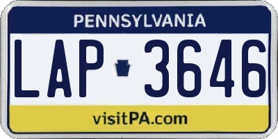 PA license plate LAP3646