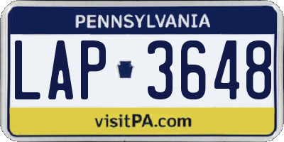 PA license plate LAP3648