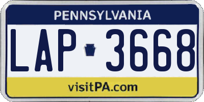 PA license plate LAP3668