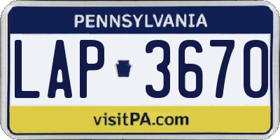 PA license plate LAP3670
