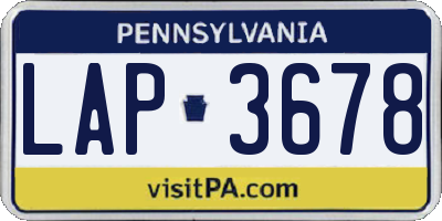 PA license plate LAP3678