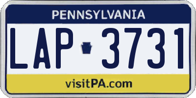 PA license plate LAP3731