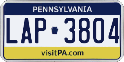 PA license plate LAP3804
