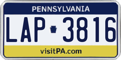 PA license plate LAP3816