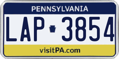 PA license plate LAP3854