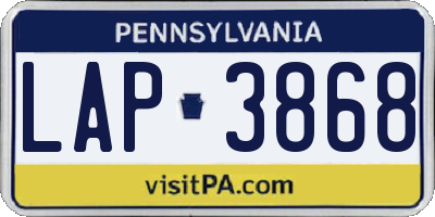 PA license plate LAP3868
