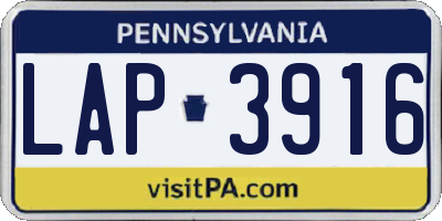 PA license plate LAP3916