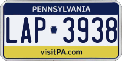 PA license plate LAP3938