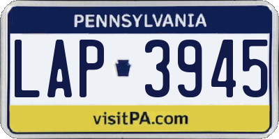 PA license plate LAP3945