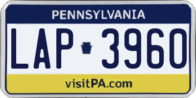 PA license plate LAP3960