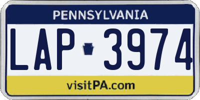 PA license plate LAP3974