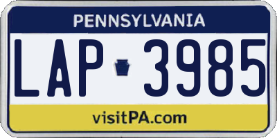 PA license plate LAP3985