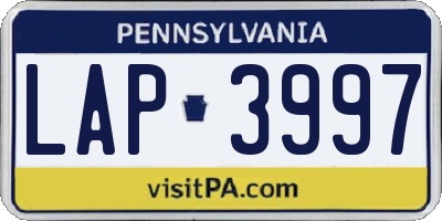 PA license plate LAP3997