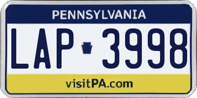 PA license plate LAP3998