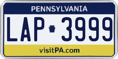 PA license plate LAP3999