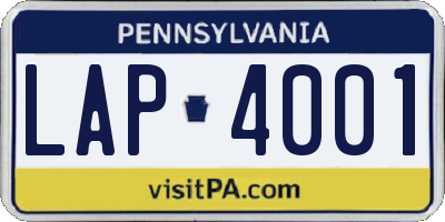 PA license plate LAP4001