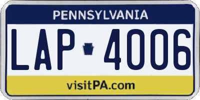 PA license plate LAP4006