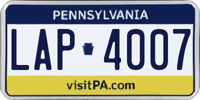 PA license plate LAP4007