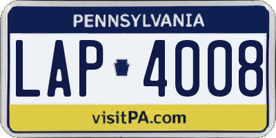 PA license plate LAP4008