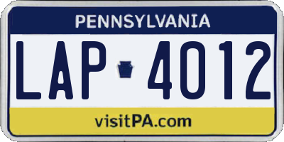 PA license plate LAP4012