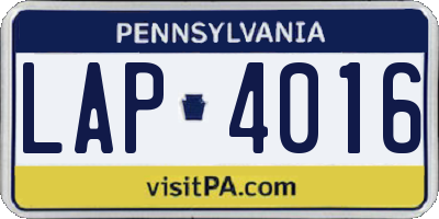 PA license plate LAP4016