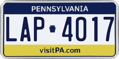 PA license plate LAP4017