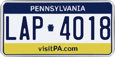 PA license plate LAP4018