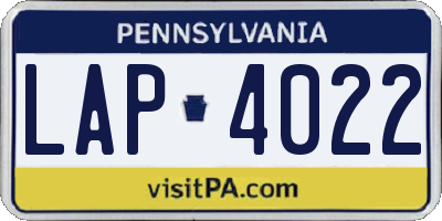 PA license plate LAP4022