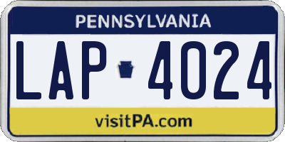 PA license plate LAP4024