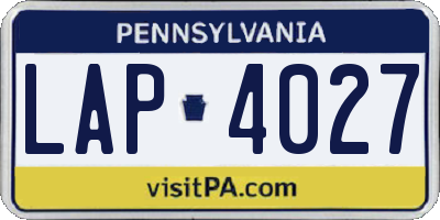 PA license plate LAP4027