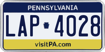 PA license plate LAP4028