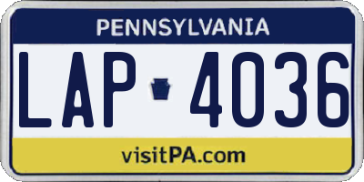 PA license plate LAP4036