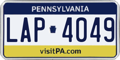 PA license plate LAP4049