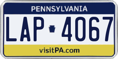 PA license plate LAP4067