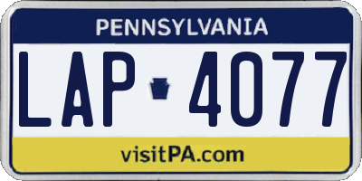 PA license plate LAP4077